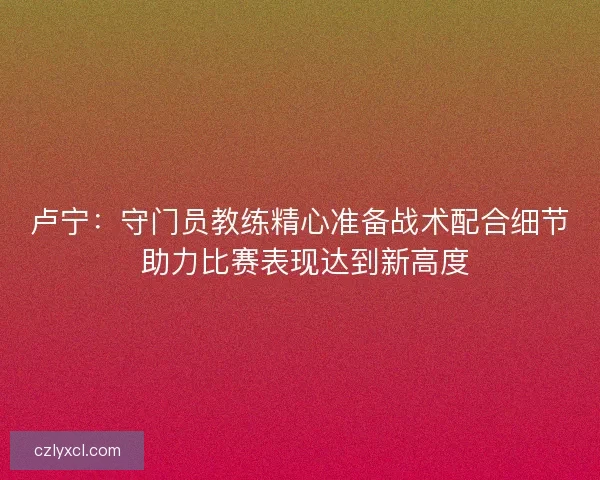 卢宁：守门员教练精心准备战术配合细节 助力比赛表现达到新高度