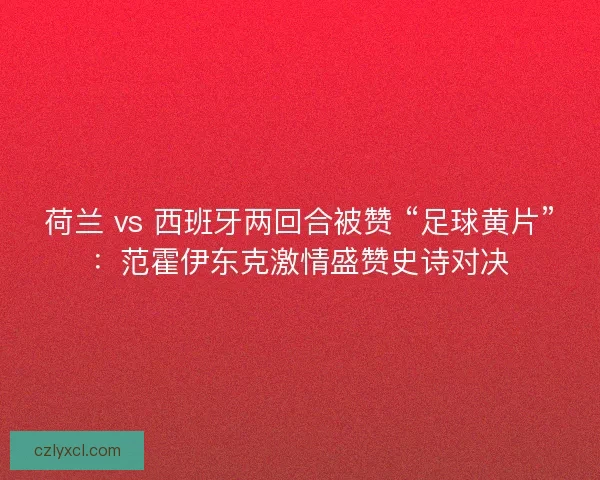 荷兰 vs 西班牙两回合被赞 “足球黄片”：范霍伊东克激情盛赞史诗对决
