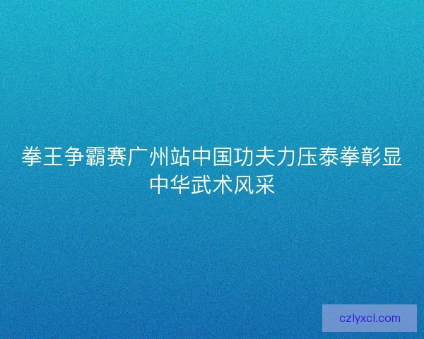 拳王争霸赛广州站中国功夫力压泰拳彰显中华武术风采