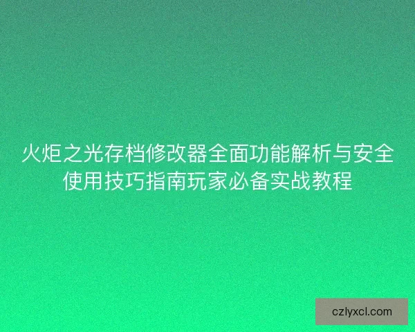 火炬之光存档修改器全面功能解析与安全使用技巧指南玩家必备实战教程